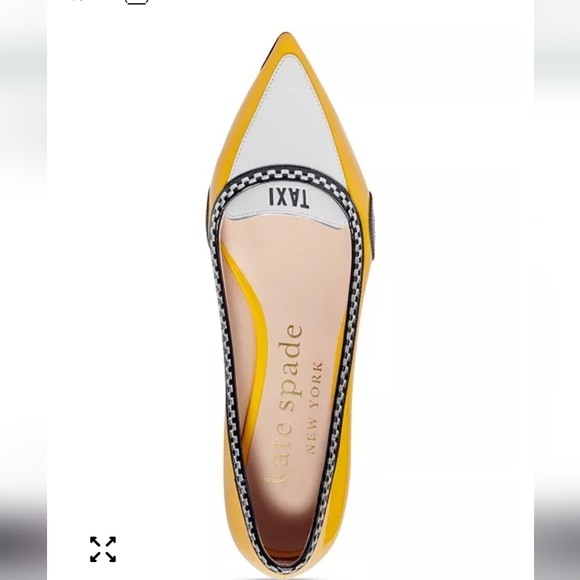 NEW Kate Spade New York Gogo Taxi Ballet Flats Size 7 Yellow White Black Patent - Picture 3 of 13